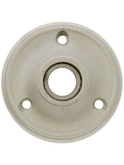 2 1/4 inch Cast Brass Rosette With 21/32 inch Collar in Satin Nickel.